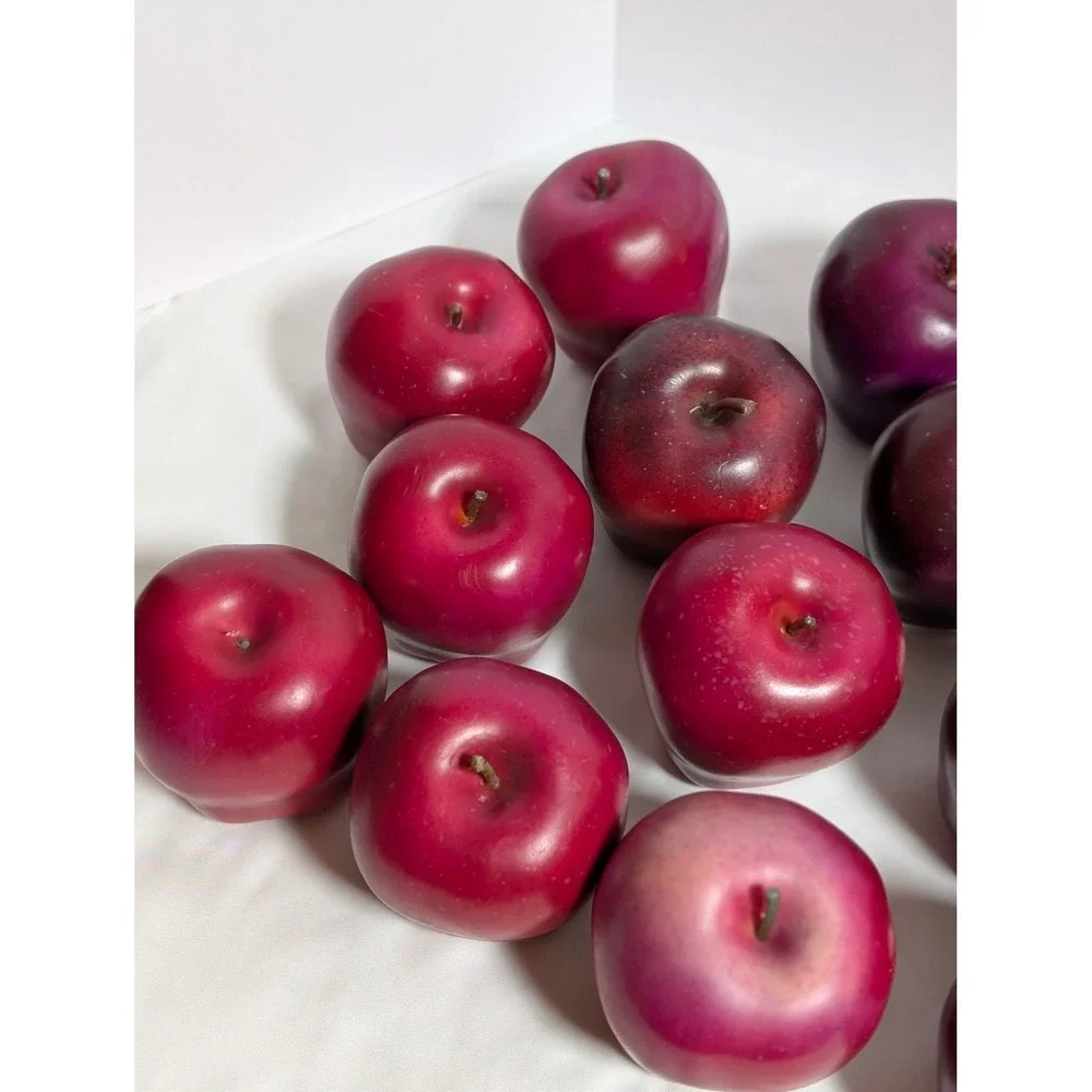 21 Piece Faux Apples Bulk Lot Artificial Fruit Red Purple Lenticels Plastic Foam